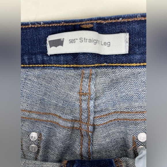 Levis 505 Straight Leg Button Flap Pocket Dark Wash Denim Jeans. - Picture 4 of 6